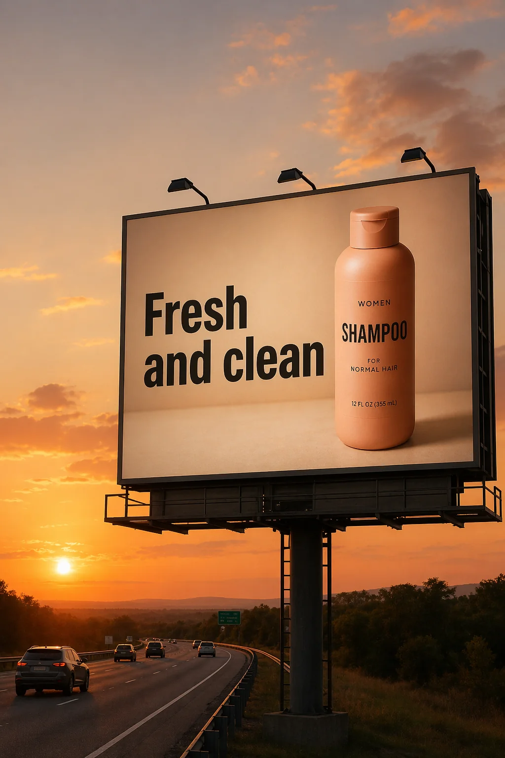 Autobahn-Billboard-Produkt-Mock-up in der goldenen Stunde